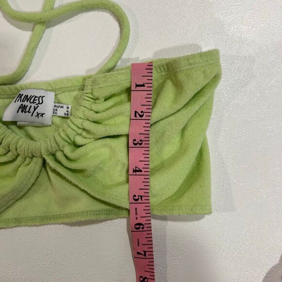 Princess Polly Clarke Top Green Size 4 Terry Halter Crop Y2K - Picture 7 of 7